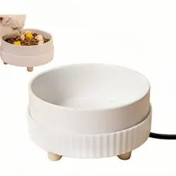 ZooVenture Comedero de cerámica con calefacción USB para mascotas - Blanco