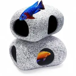 ZooVenture Dos refugios rocosos para animales acuáticos y peces betta - 2 piezas