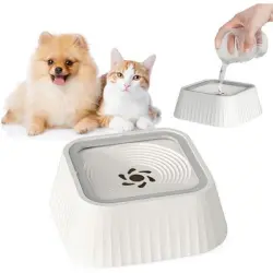 IntiMeg Bebedero para perros y gatos - Resistente a salpicaduras - Blanco