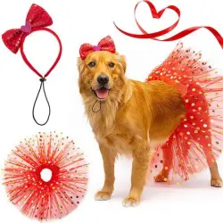 IntiMeg Disfraz para perro: pendientes y vestido peludo - Una pieza
