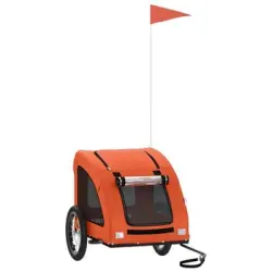 vidaXL Remolque de bicicleta mascotas hierro tela Oxford naranja