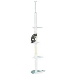 Árbol Para Gatos De Madera Felpa 55x38x225-255 Cm-pawhut.blanco