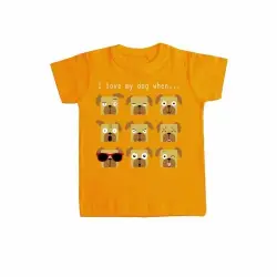 Camiseta niño/a "I love my dog when..." color Naranja