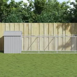 Caseta Perros | Perrera Exterior Tejado Acero Galvanizado Gris Claro 117x609x123cm Cfw750407