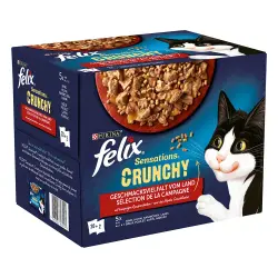 Felix Sensations Crunchy 20 x 85 g + 2 x 40 g topping - Pollo, vacuno, conejo y cordero
