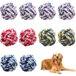 HausPets Paquete de 10 bolas cuerda algodón – Limpiador dental – cachorros - Lote de 10 bolas de algodón