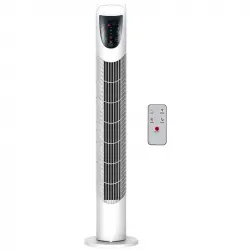 Homcom Ventilador de Torre Oscilante 40W con Mando a Distancia 18x78,5cm Blanco