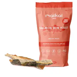 MAIKAI PETS Snacks crujientes de Rollitos de Piel de Salmón para Perros y Gatos - 150 g