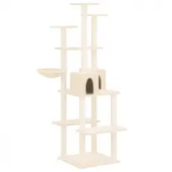Rascador Para Gatos Con Postes De Sisal Color Crema 167 Cm Vidaxl