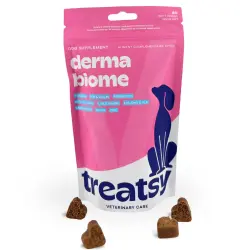 Treatsy DermaBiome Perro – Complemento Veterinario Alergia, Piel y Microbiota Intestinal – Probióticos, L-Glutamina, Zinc, Omega-3 GLA – 60 Snacks – Hipoalergénico Cordero - 60 snacks blandos de 3 g bolsa