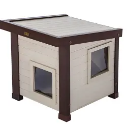 FINCA CASAREJO Casa Noa marrón - Caseta de Interior/Exterior para Gatos - 48,8 cm x 56 cm x 52,3 cm