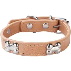 HausPets Collar acolchado piel sintética perro, color caqui, talla pequeña - Artículo 1