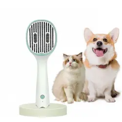 IntiMeg Cepillo eléctrico autolimpiante para perros y gatos - verde claro