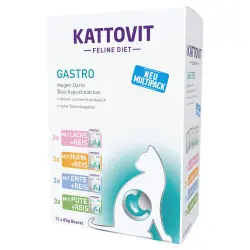 Kattovit Gastro en sobres 12 x 85 g - Mix 4 variedades (salmón, pollo, pavo, pato)