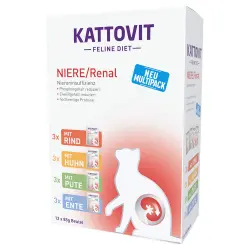 Kattovit Renal en bolsitas pack mixto - 12 x 85 g - Pack mixto 4 variedades (vacuno, pollo, pavo, pato)