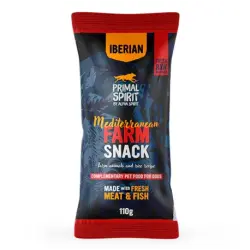 Primal Spirit Mediterranean Farm Snack para Perros con Pollo y Cerdo, 1 x 110 gr