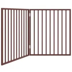 Puerta Para Perros Plegable 2 Paneles Madera Álamo Marrón 160cm Vidaxl
