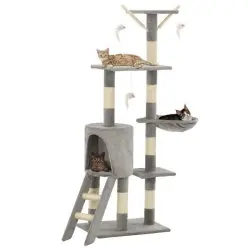 Rascador para gatos con poste de sisal color Gris
