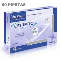 Virbac Pipetas Effipro Spot-on Raza Mediana 10-20 Kg 60 Pipetas