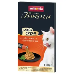 Animonda Vom Feinsten Adult Snack en crema para gatos - 6 x 15 g con salchicha de hígado + verduras de la huerta