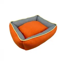 Cama Cuna Cuadrada Bicolor Reversible T4 70x60 Naranja/gris