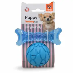 Fofos Mordedores pelota y hueso azul para perros - Oso:11 cm x 4.5 cm x 2 cm Bola ⌀7 cm