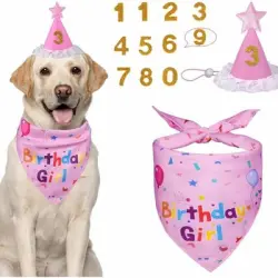 FurryFusion Decoración de cumpleaños para perros con gorro numerado - Artículo 1