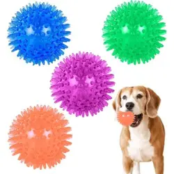 HausPets 4 bolas de 6,5 cm con relieve – Indestructibles – Limpieza dental - 4 pelotas de 6,5 cm con púas