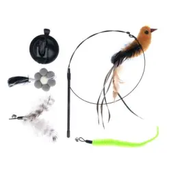 interactivo 4 en 1 zooplus Basics para gatos - Caña 95 cm + 4 juguetes de 15 cm