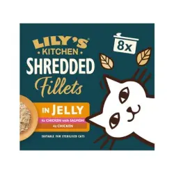 Lily's Kitchen Filetes Desmenuzados para Gatos 8 x 70 g - Pack mixto en gelatina (2 variedades)