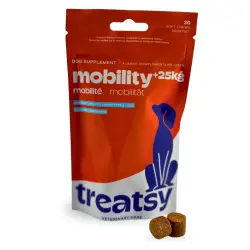 Treatsy Movilidad Perro +25kg – Complemento Veterinario Articulaciones Razas Grandes – Colágeno Tipo II UC-II, Membrana de Cáscara de Huevo – 30 Snacks – Hipoalergénico - 30 snacks blandos de 3 g bolsa