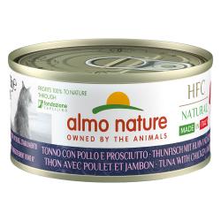 Almo Nature HFC Natural Made in Italy 6 x 70g - Atún, pollo y jamón