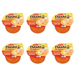 Churu Dashi Delights Comida Húmeda en Caldo con Pollo Atún y Salmón, 6x70 gr