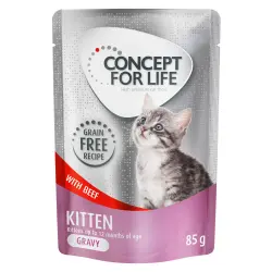 Concept for Life Kitten sin cereales con vacuno en salsa - 24 x 85 g