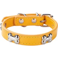 HausPets Collar acolchado piel sintética perro, color dorado, talla pequeña - Artículo 1