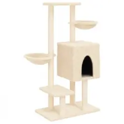 Rascador Para Gatos Con Postes De Sisal Color Crema 117 Cm Vidaxl