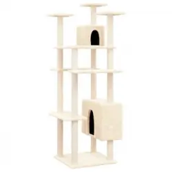 Rascador Para Gatos Con Postes De Sisal Color Crema 162 Cm Vidaxl