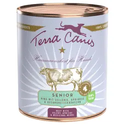 Terra Canis Senior Grain Free 6 x 800 g - Carne de vacuno con apio, albaricoque y hierbas saludables