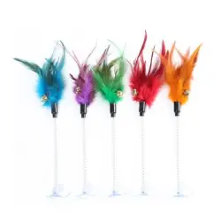 UAMLY Varita con plumas de gato y ventosa con resorte - 5 piezas