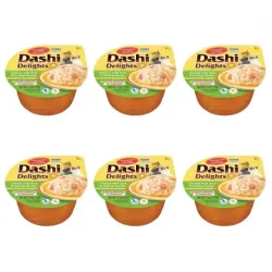 Churu Dashi Delights Comida Húmeda en Caldo con Pollo Atún y Vieira, 6x70 gr