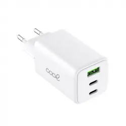 Cool Cargador Red Universal Ultra Fast PD Port x3 2x USB-C + 1x USB 65W GaN Blanco