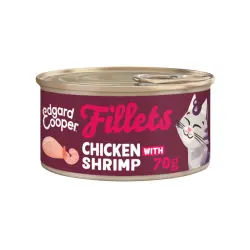 Edgard & Cooper Filetes de pollo y gambas en Caldo lata para gatos 70 g