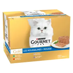 Gourmet Gold Mousse 24 x 85 g - Pack mixto de carnes (conejo, ternera, vacuno, cordero)