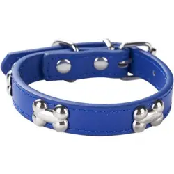 HausPets Collar acolchado de piel sintética para perro, azul, pequeño - Artículo 1