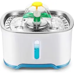 HausPets Fuente agua acero inoxidable gatos perros, 2,5 l, USB, 20 - 2,5 litros