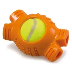 Hueso con pelota de tenis para perros color Naranja
