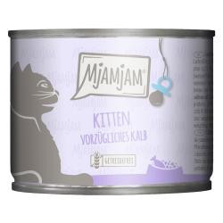 MjAMjAM Kitten 6 x 200 g comida húmeda para gatitos - exquisita ternera con aceite de salmón