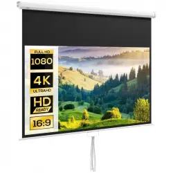 Homcom Pantalla De Proyector Manual 80 Pulgadas Formato 16:9 172x96 Cm Blanco