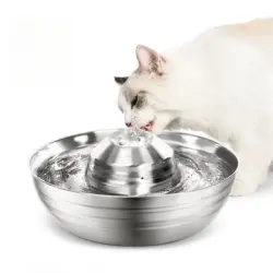 IntiMeg Dispensador de agua para mascotas de acero inoxidable de 360° - Fuente