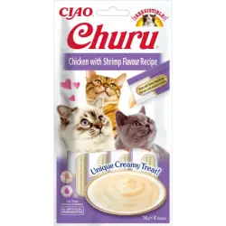 Pack Churu para gato adulto Pure de Pollo Con Camaron, 1 x 56 gr
